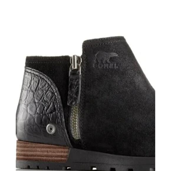 SOREL Major Low Black Suede Leather Side-Zip Women's Ankle Booties - Size 7 - Picture 5 of 15